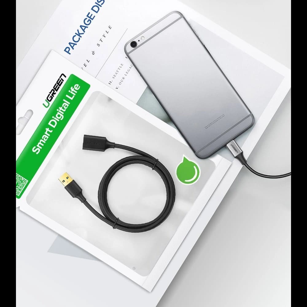 UGREEN US129 USB-A 3.0/USB-A 3.0 2m fekete hosszabbító kábel - 9