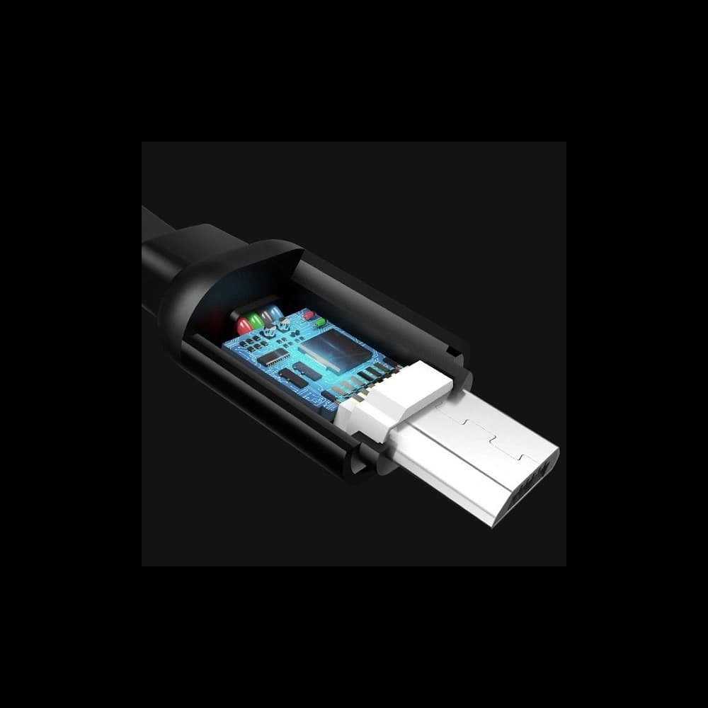 USAMS U-Bin US-SJ163 USB-A/microUSB 2A 1m fekete/kábel spirálos - 5
