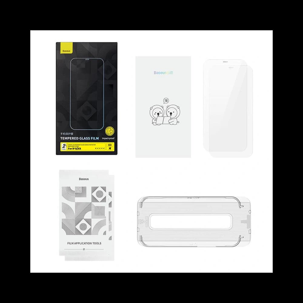 Edzett üveg Baseus Crystal 0.3mm Apple iPhone XS/X [2 PACK] - 7