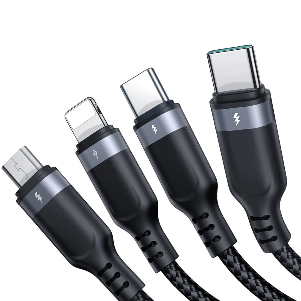 Joyroom 1.2m Kabel S-1T4018A18 4in1 USB-A/2x USB-C - Lightning - microUSB schwarz - 3