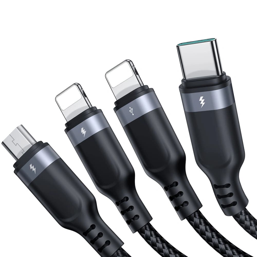 Joyroom 1.2m Kabel S-1T4018A18 4in1 USB-A/USB-C - 2x Lightning - microUSB schwarz - 3