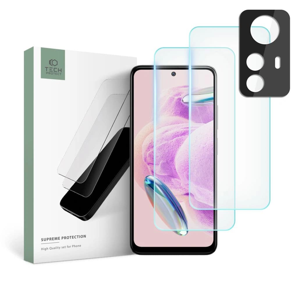 Tvrzené sklo + na objektivy fotoaparátu Tech-Protect Supreme Set Xiaomi Redmi Note 12s Clear [2+1 PACK] - 1