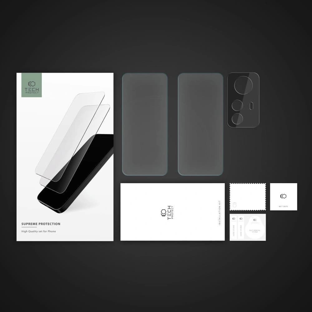 Tvrzené sklo + na objektivy fotoaparátu Tech-Protect Supreme Set Xiaomi Redmi Note 12s Clear [2+1 PACK] - 5