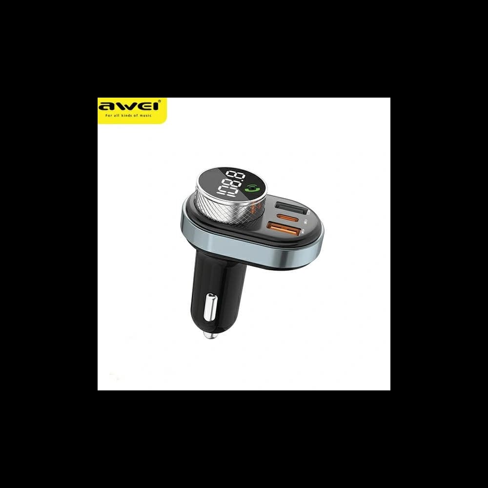 AWEI C-843 Transmițător FM, mâini libere, Bluetooth 5.0, MP3, 1xUSB-A, 1xUSB-C negru/negru - 1
