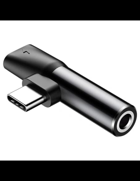 Adaptér Audio Baseus USB-C na Mini Jack 3.5mm + USB-C (černý)