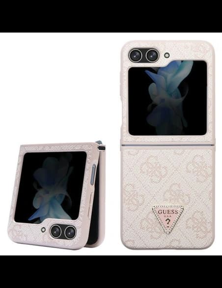 Etui Guess GUHCZF5P4TDPP Samsung Galaxy Z Flip 5 kemény tok Bőr 4G Háromszög Strassz rózsaszín/pink