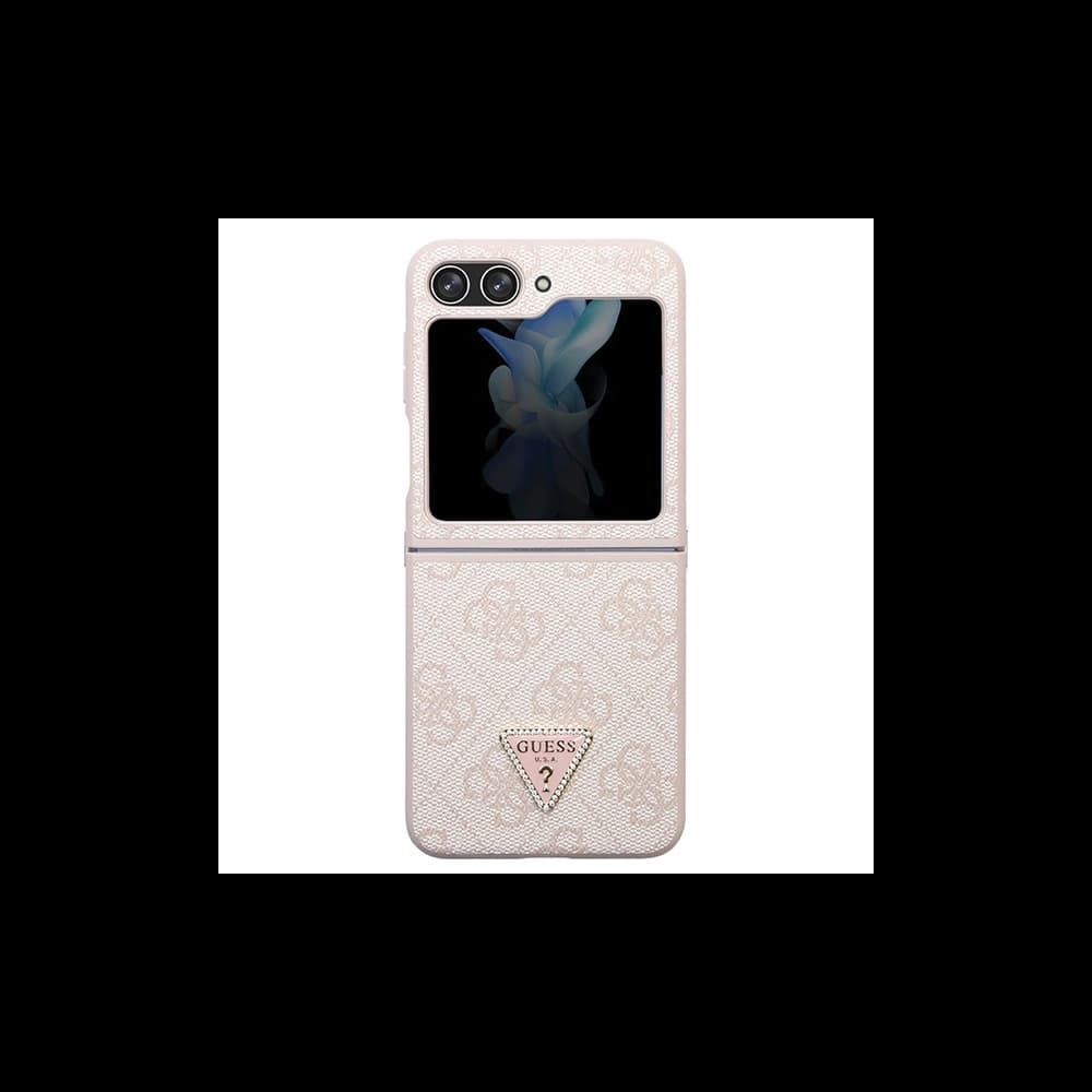 Etui Guess GUHCZF5P4TDPP Samsung Galaxy Z Flip 5 kemény tok Bőr 4G Háromszög Strassz rózsaszín/pink - 2