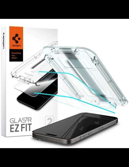 Gehärtetes Glas Spigen GLAS.tR ez Fit Apple iPhone 15 Pro Max Clear [2 PACK]