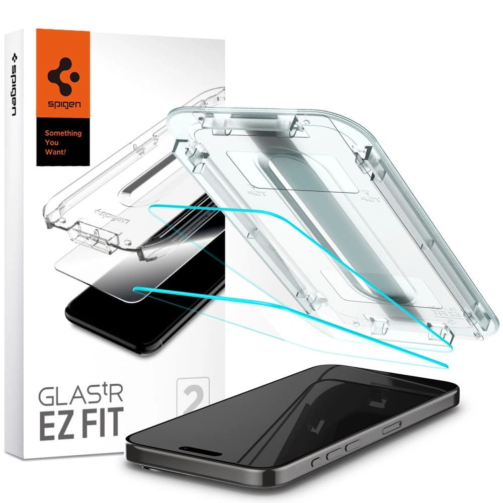 Edzett üveg Spigen GLAS.tR ez Fit Apple iPhone 15 Pro Max Clear [2 PACK] - 1