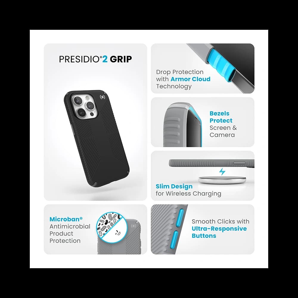 Speck Apple Husă Presidio2 Grip iPhone 15 Pro (negru/gri/alb) - 10