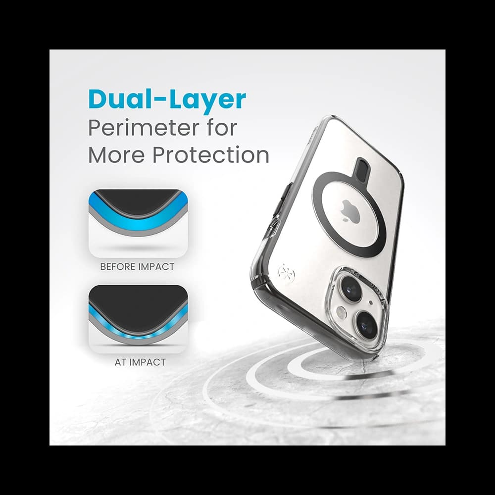 Speck Apple Carcasă Presidio Perfect-Clear ClickLock MagSafe iPhone 15 (transparent/negru glazurat/gri) - 11