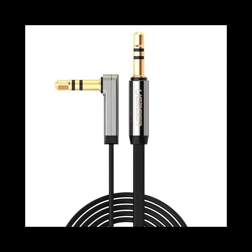 Úhlový kabel UGREEN AV119 mini jack 3,5mm / mini jack 3,5mm AUX plochý 1m (černý) - 2