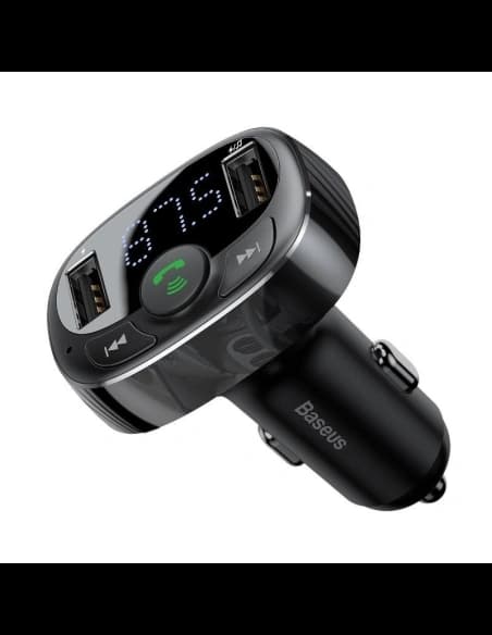 Transmițător FM Baseus T tip Bluetooth 2xUSB microSD Negru
