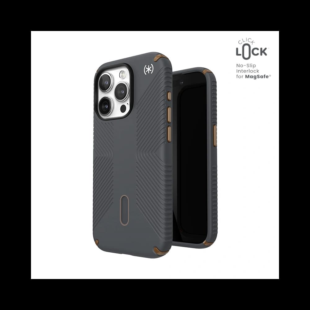 Speck Apple Carcasă Presidio2 Grip ClickLock & MagSafe iPhone 15 Pro (gri cărbune/Cool Bronze) - 1