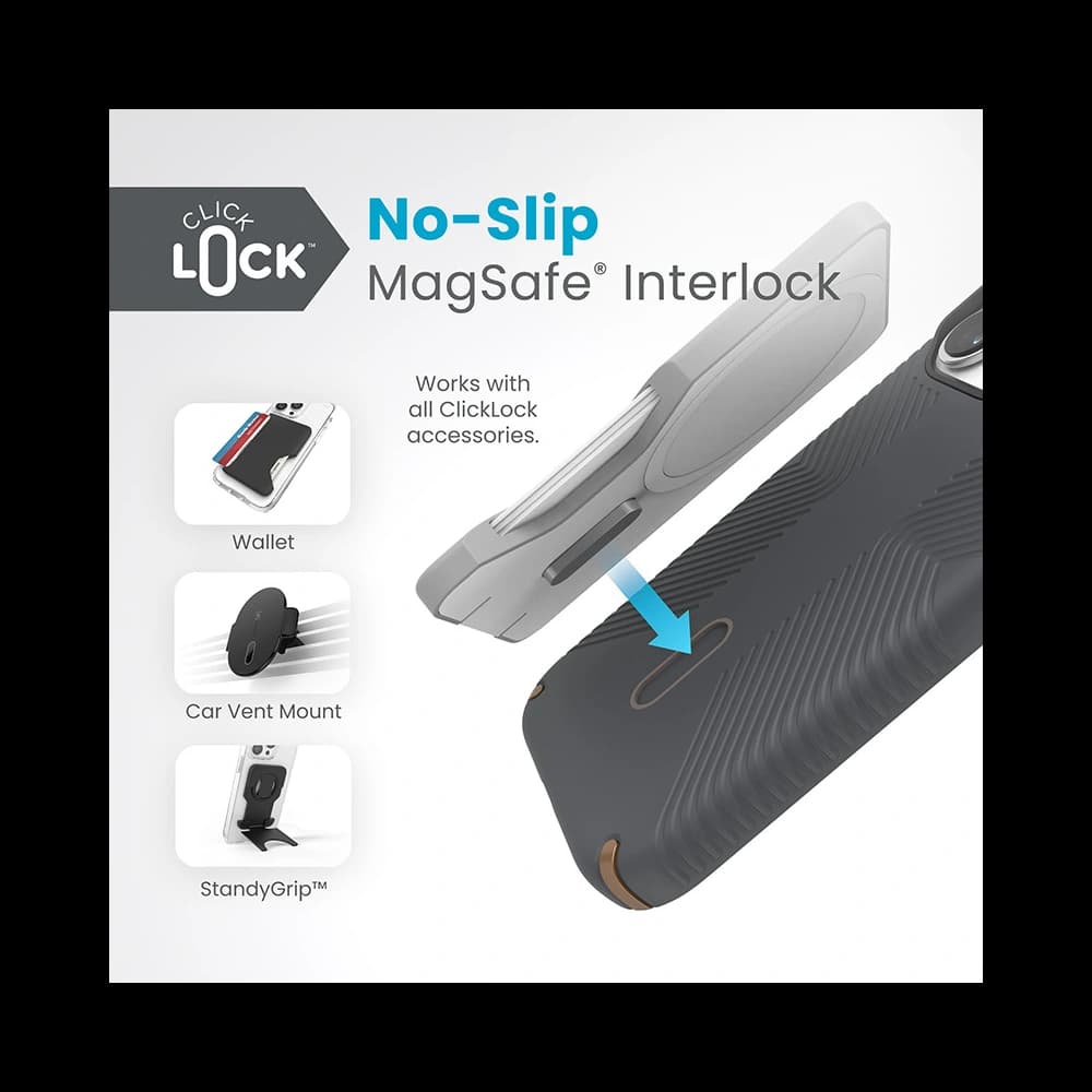 Speck Apple Carcasă Presidio2 Grip ClickLock & MagSafe iPhone 15 Pro (gri cărbune/Cool Bronze) - 2