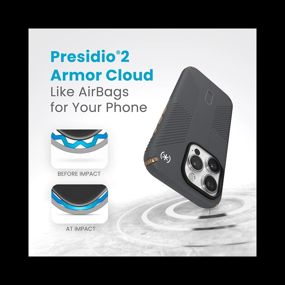 Speck Apple Carcasă Presidio2 Grip ClickLock & MagSafe iPhone 15 Pro (gri cărbune/Cool Bronze) - 4
