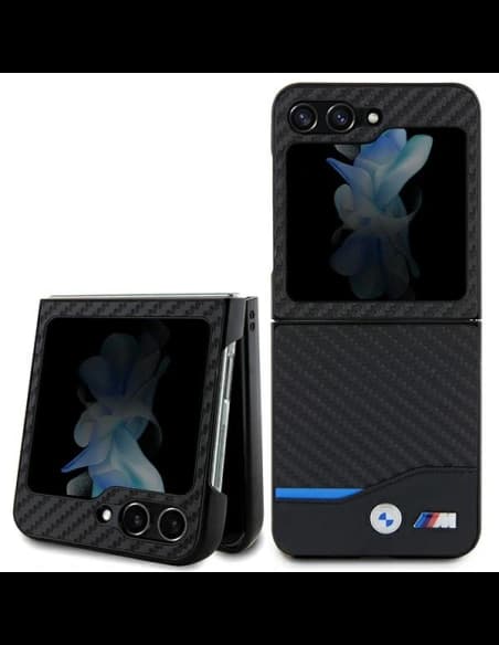 Etui BMW BMHCZF522NBCK Samsung Galaxy Z Flip5 bőr szénszínű/fekete