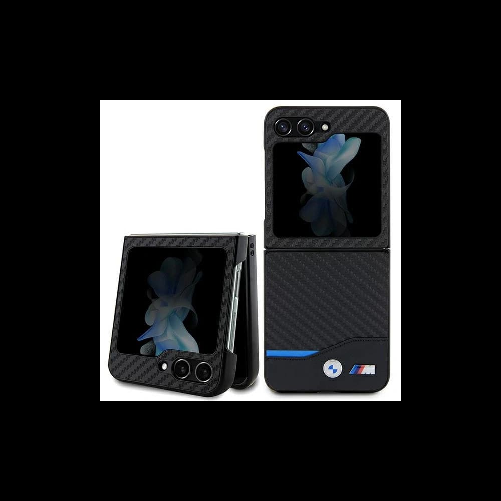 Case BMW BMHCZF522NBCK Samsung Galaxy Z Flip5 Leder Carbon schwarz/black