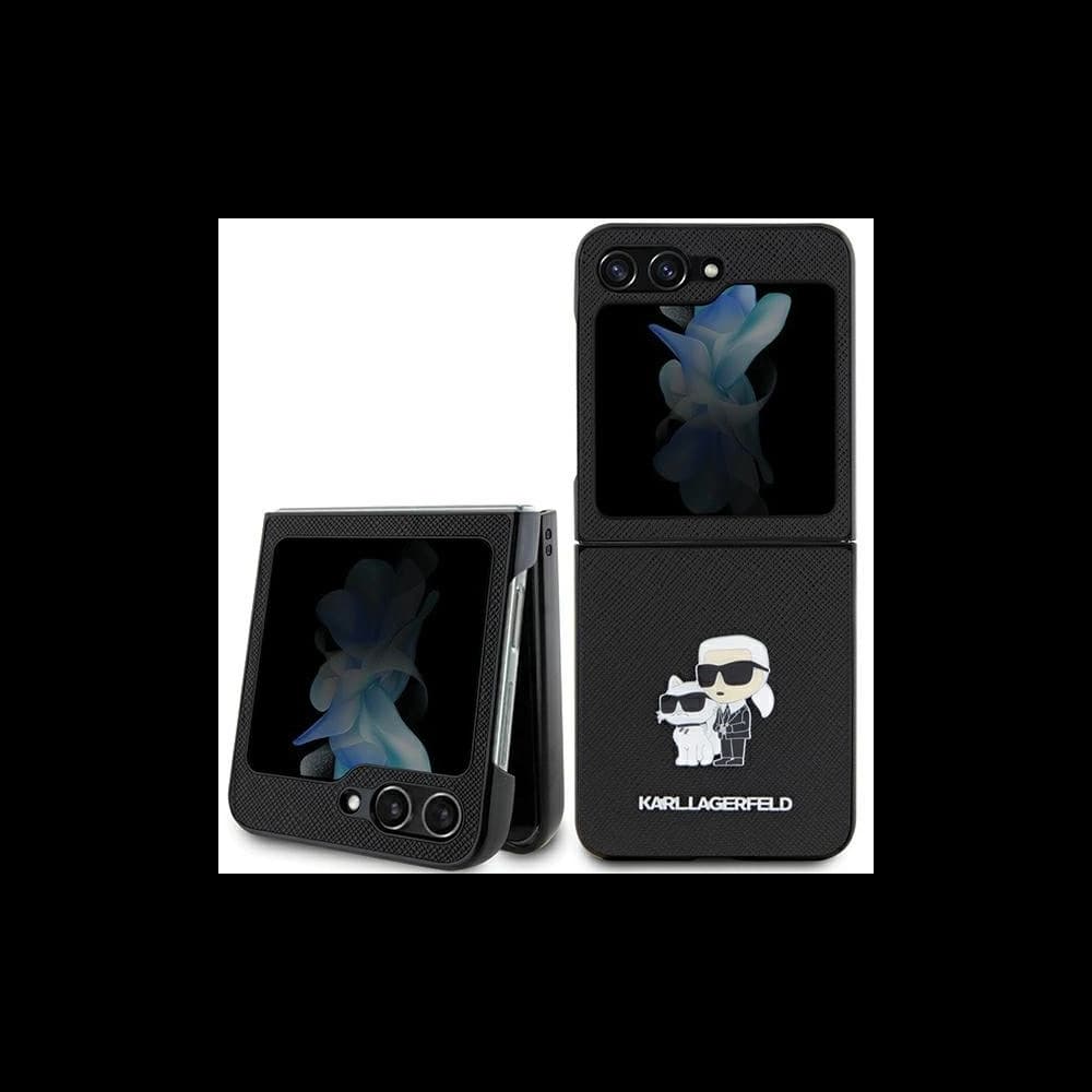 Case Karl Lagerfeld KLHCZF5SAKCNPK Samsung Galaxy Z Flip5 Hardcase Saffiano Karl&Choupette Pin schwarz/black