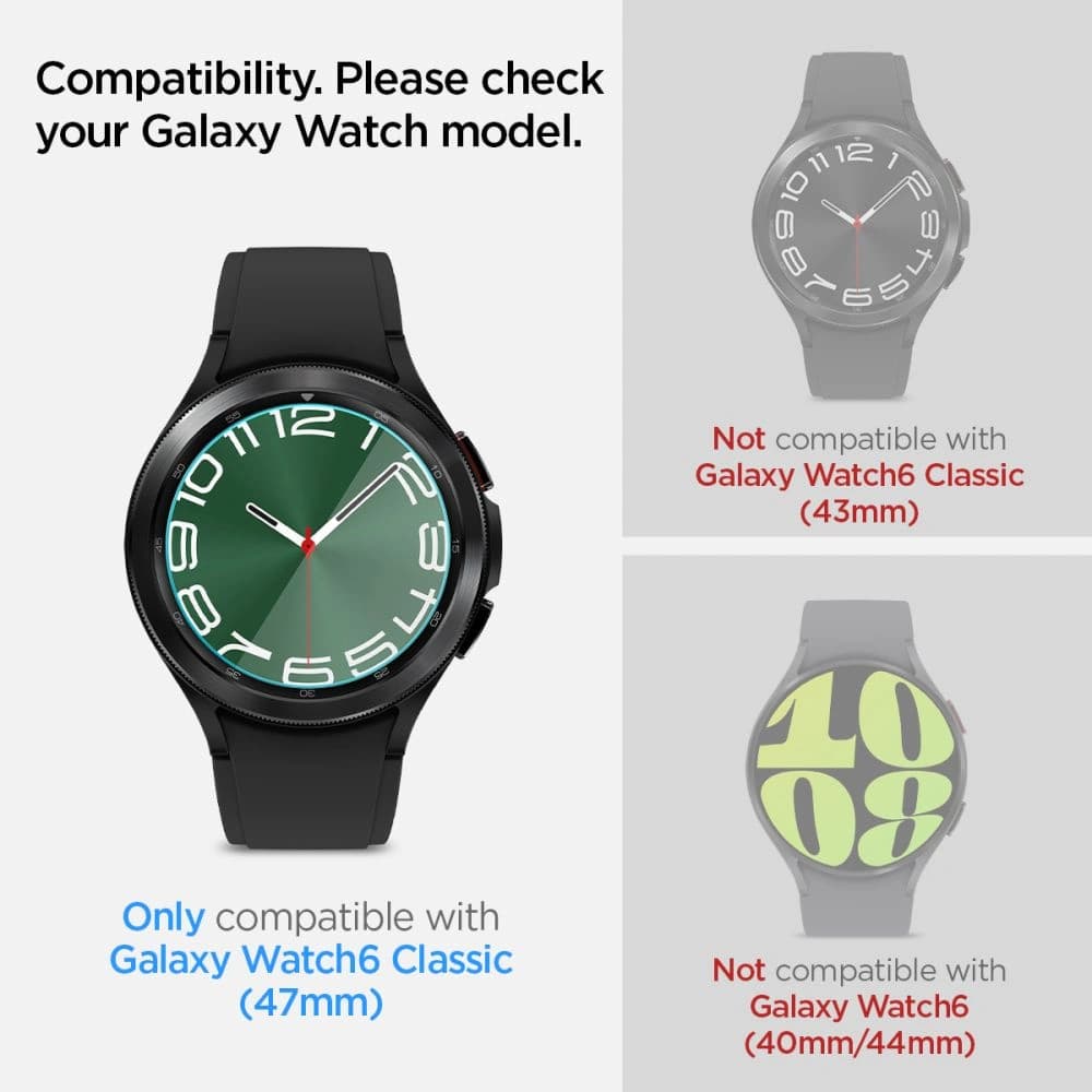 Tvrzené sklo Spigen GLAS.tR ez Fit Samsung Galaxy Watch 6 Classic (47mm) Clear [2 PACK] - 6