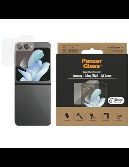 Edzett üveg PanzerGlass Classic Fit Samsung Galaxy Z Flip5 kijátszó védelem antibakteriális