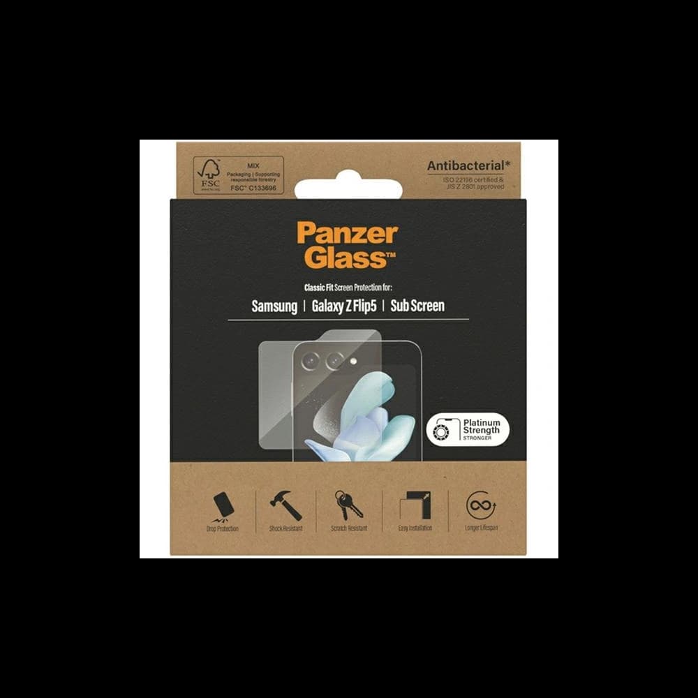 Edzett üveg PanzerGlass Classic Fit Samsung Galaxy Z Flip5 kijátszó védelem antibakteriális - 3