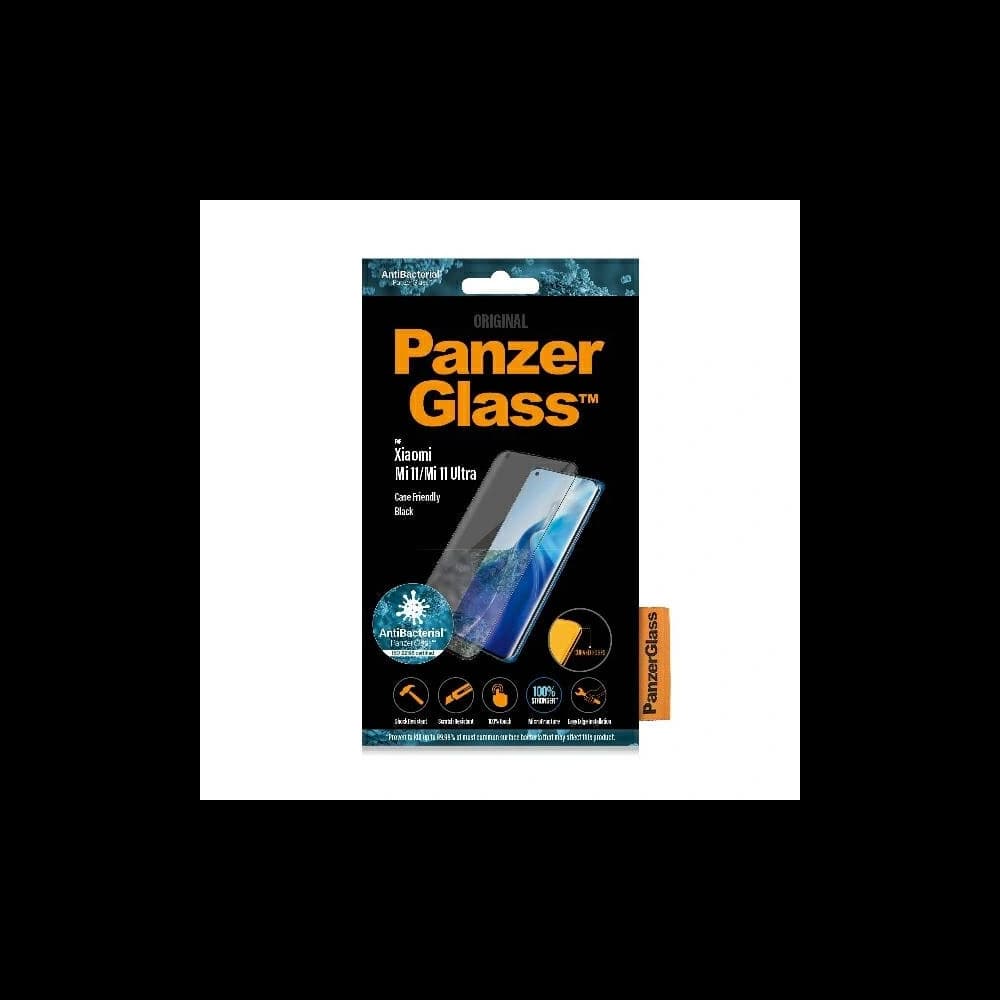 Gehärtetes Glas PanzerGlass Curved Super+ Xiaomi Mi 11 / Mi 11 Ultra Case Friendly Antibakteriell schwarz - 3