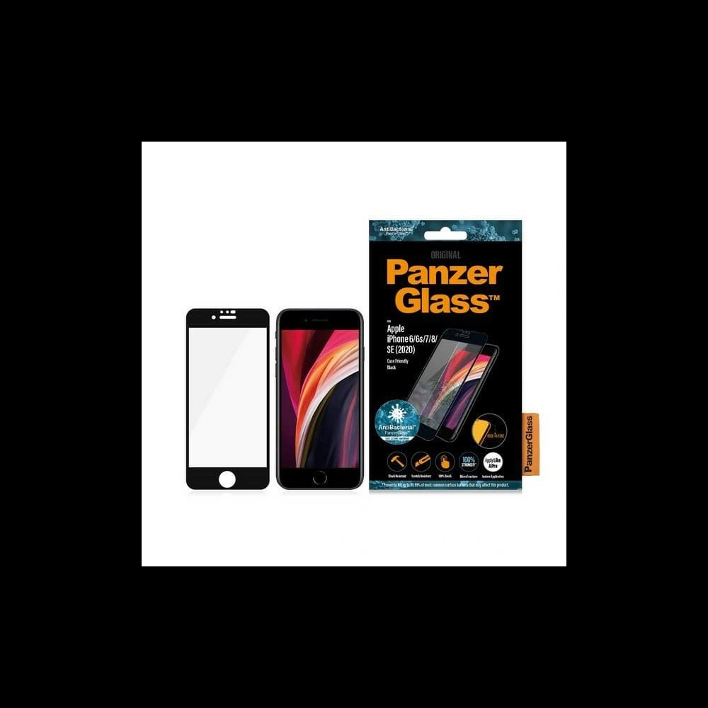 Edzett üveg PanzerGlass E2E Pro Super+ Apple iPhone 7 / 8 / SE / SE 2022 Case Friendly fekete