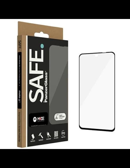 A SAFE edzett üveg a PanzerGlass Motorola Moto G32 képernyővédő Ultra-széles illeszkedéssel