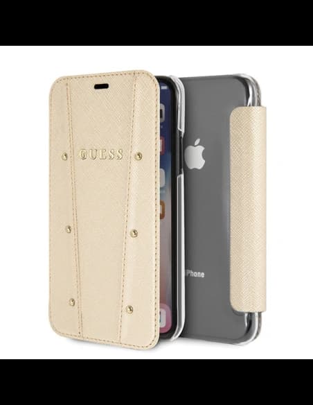 Etui Guess GUFLBKPXKAILGO Apple iPhone X / XS könyv Kaia Saffiano arany/złoty