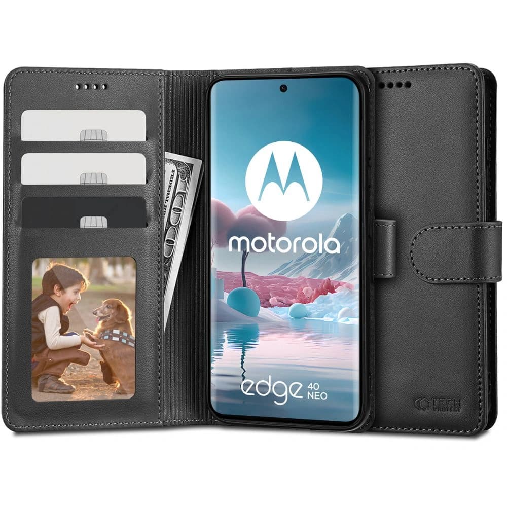 Pouzdro Tech-protect Wallet Motorola Edge 40 Neo Černé