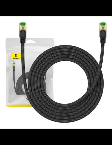 Kabel síťový Baseus v opletu kat. 8 Ethernet RJ45, 40Gbps, 3m (černý)