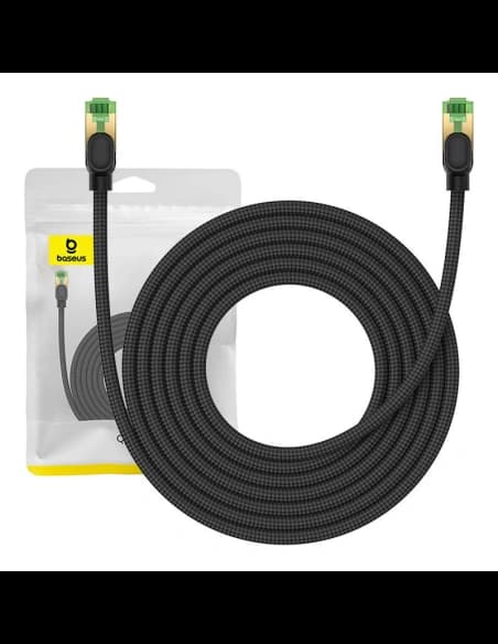 Kabel síťový Baseus v opletu kat. 8 Ethernet RJ45, 40Gbps, 5m (černý)