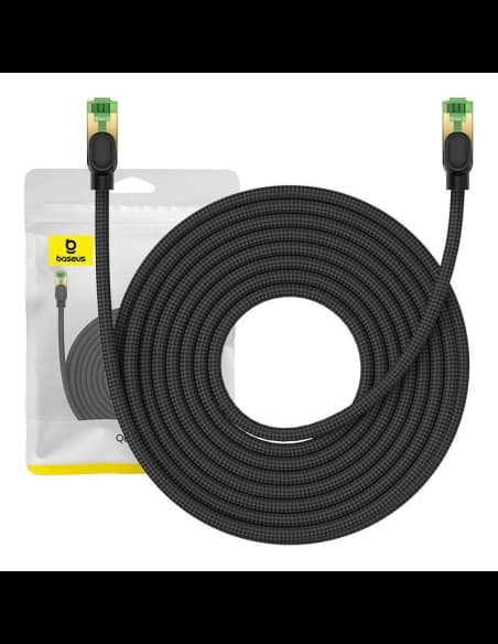 Kabel síťový Baseus v opletu kat. 8 Ethernet RJ45, 40Gbps, 10m (černý)