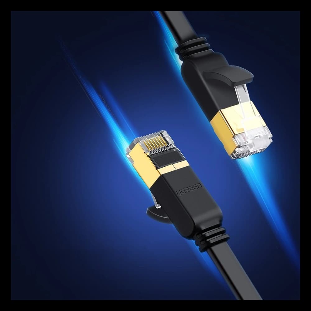 Ploché síťové kabel UGREEN Ethernet RJ45 Cat.7 STP LAN 10Gbps 3m černý - 6