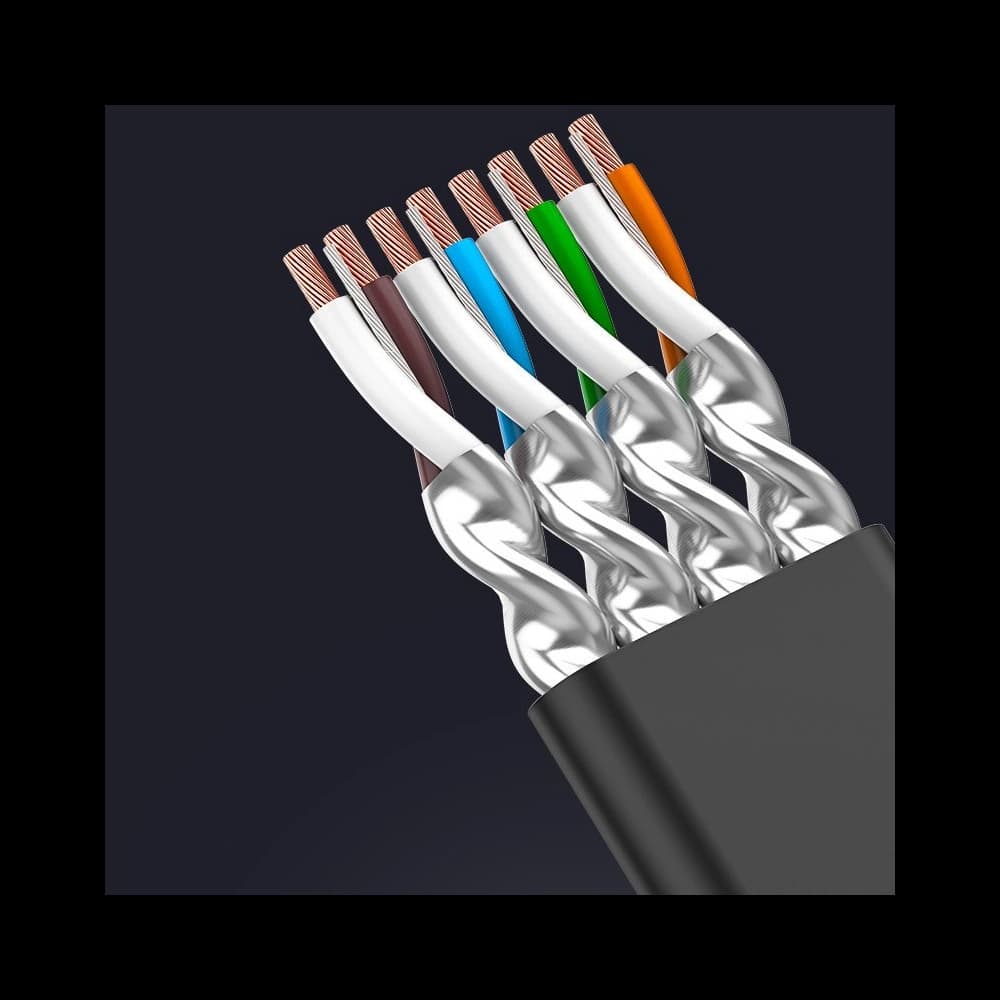 Ploché síťové kabel UGREEN Ethernet RJ45 Cat.7 STP LAN 10Gbps 3m černý - 22