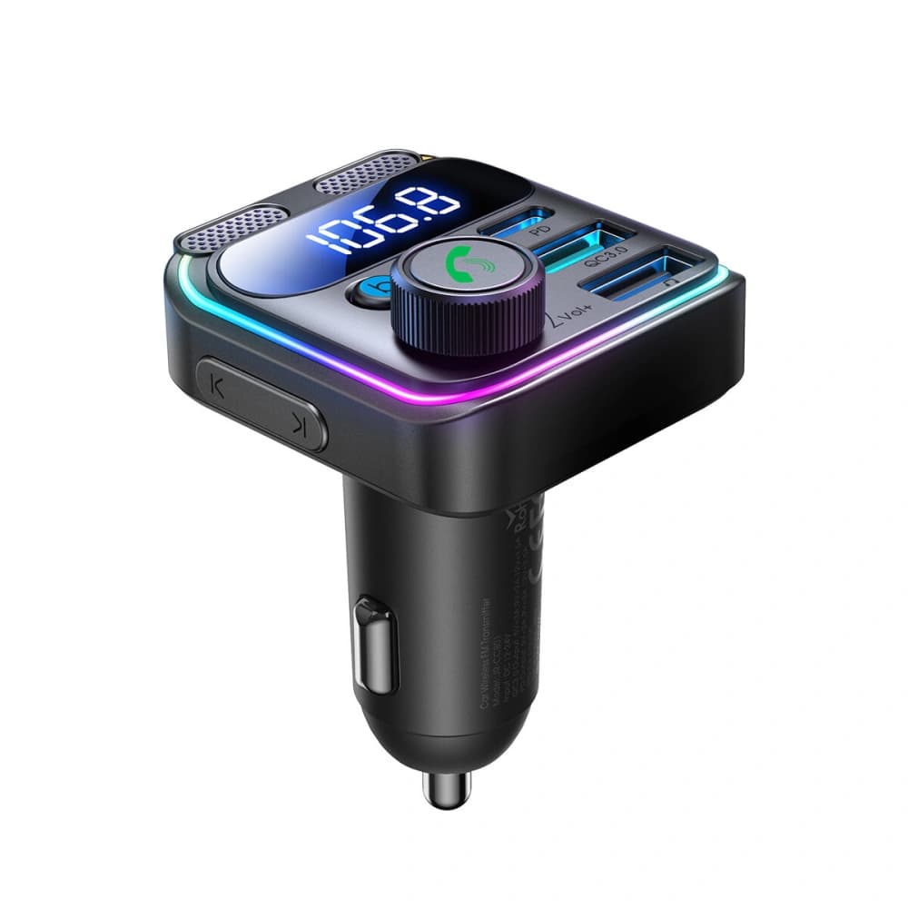 Joyroom Transmițător FM JR-CCB01 2xUSB-A USB-C 48W cu microfon dublu negru - 2