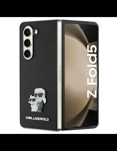 Etui Karl Lagerfeld KLHCZFD5SAKCNPK Samsung Galaxy Z Fold5 kemény tok Saffiano Karl&Choupette Pin fekete/black