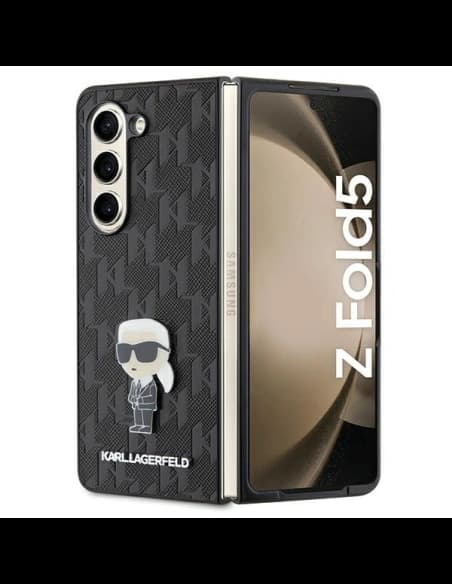 Etui Karl Lagerfeld KLHCZFD5SAPKINPK Samsung Galaxy Z Fold5 kemény tok Saffiano Monogram Ikonik Pin fekete/black