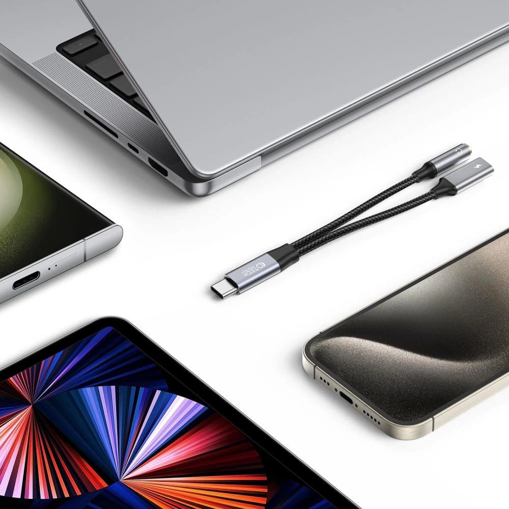 Kabel Tech-Protect Ultraboost adapter USB-C / USB-C, mini jack 3.5mm Black - 2