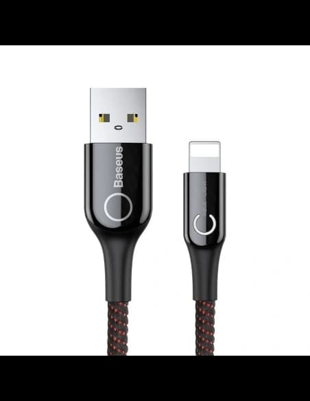 USB Lightning kábel LED világítással Baseus C-alakú 2.4A 1m (fekete)