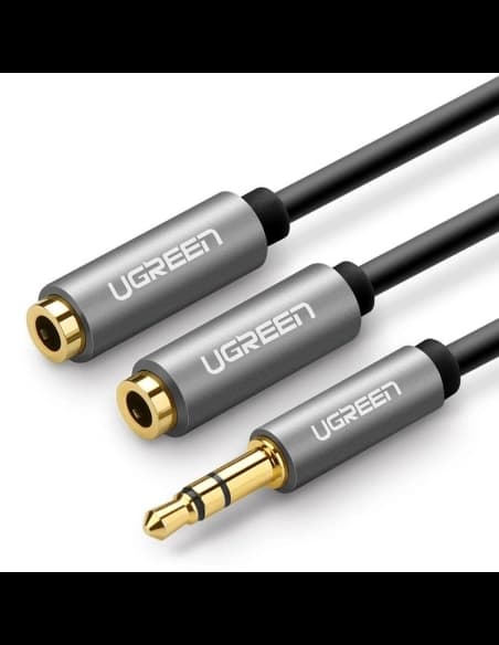 Audio AUX rozbočovač UGREEN AV123 kabel jack 3,5 mm, 20 cm (šedý)