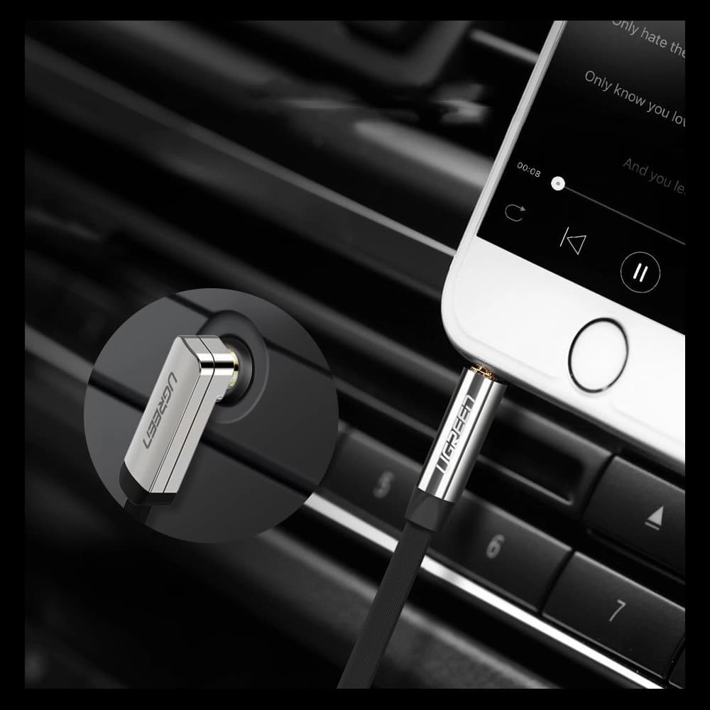 UGREEN AV119 flat angle audio cable AUX mini jack 3.5 mm 0.5 m black - 4