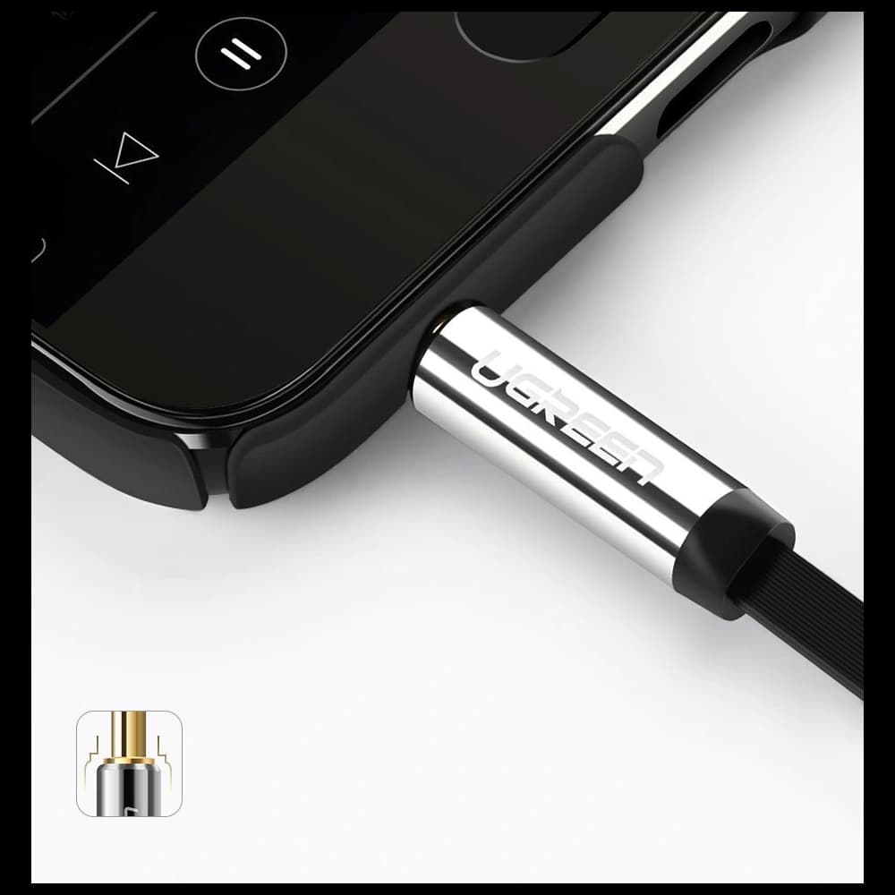 UGREEN AV119 flat angle audio cable AUX mini jack 3.5 mm 0.5 m black - 9