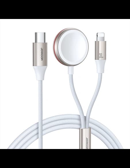 Kabel 2w1 Joyroom S-IW011 USB-C / Lightning, ładowarka indukcyjna do Apple Watch 1.5m biały