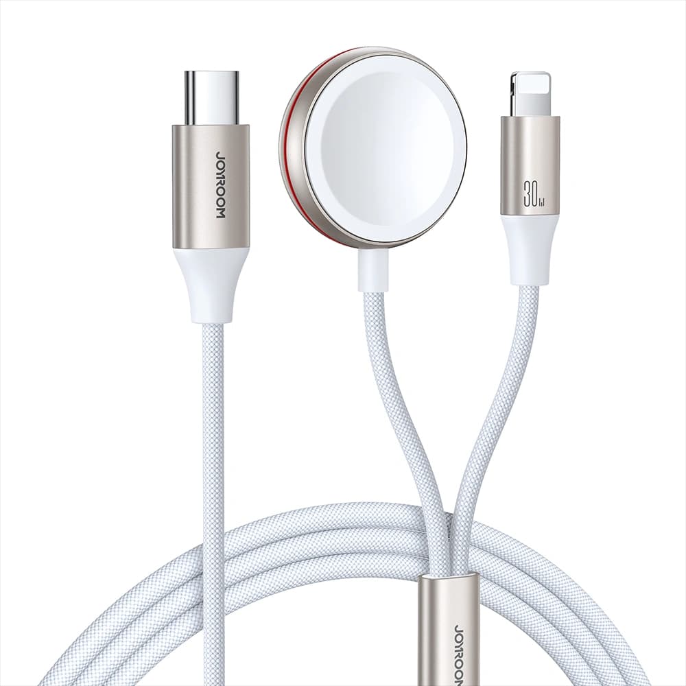 Joyroom Apple 1.5m 2-in-1 cablu S-IW011 USB-C / Lightning, încărcător inductiv pentru ceas alb - 1