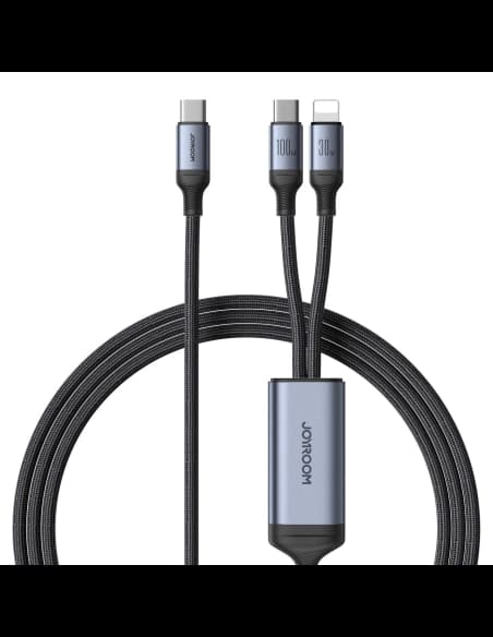 Kabel 2w1 Joyroom Speedy Series SA21-1T2 USB-C / USB-C, Lightning 100W 1.5m czarny