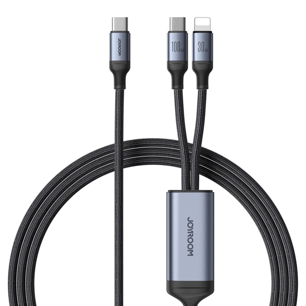 Kabel 2w1 Joyroom Speedy Series SA21-1T2 USB-C / USB-C, Lightning 100W 1.5m czarny - 1