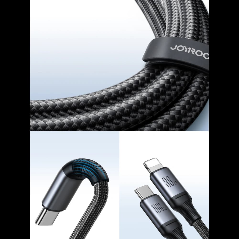 Kabel 2w1 Joyroom Speedy Series SA21-1T2 USB-C / USB-C, Lightning 100W 1.5m czarny - 8