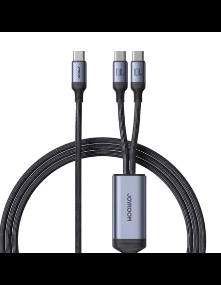 Kabel 2w1 Joyroom Speedy Series SA21-1T2 USB-C / 2xUSB-C 100W 1.5m czarny